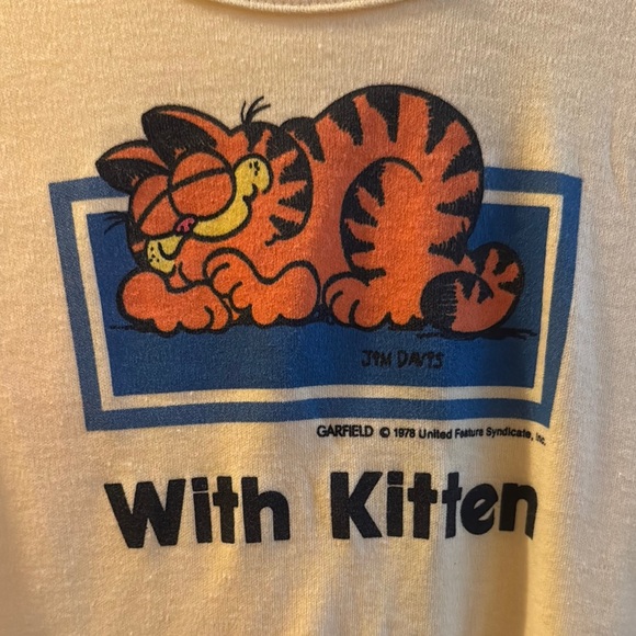 NWOT Vintage Yellow Garfield Short Sleeve Maternity Tee. New old stock - Picture 2 of 5